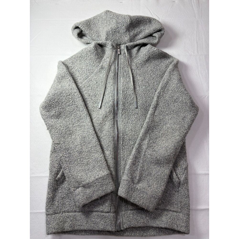 Lululemon So Sherpa Wool Blend Hooded Jacket Heathered Grey Fleece Womens S/M